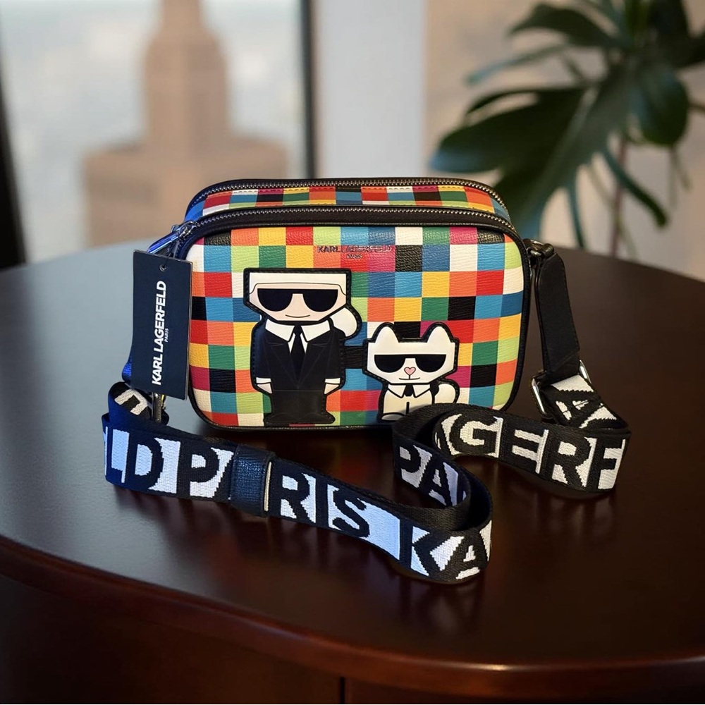 Karl Lagerfeld Paris NWT Colorful Maybelle Checkered Camera Bag (P214)